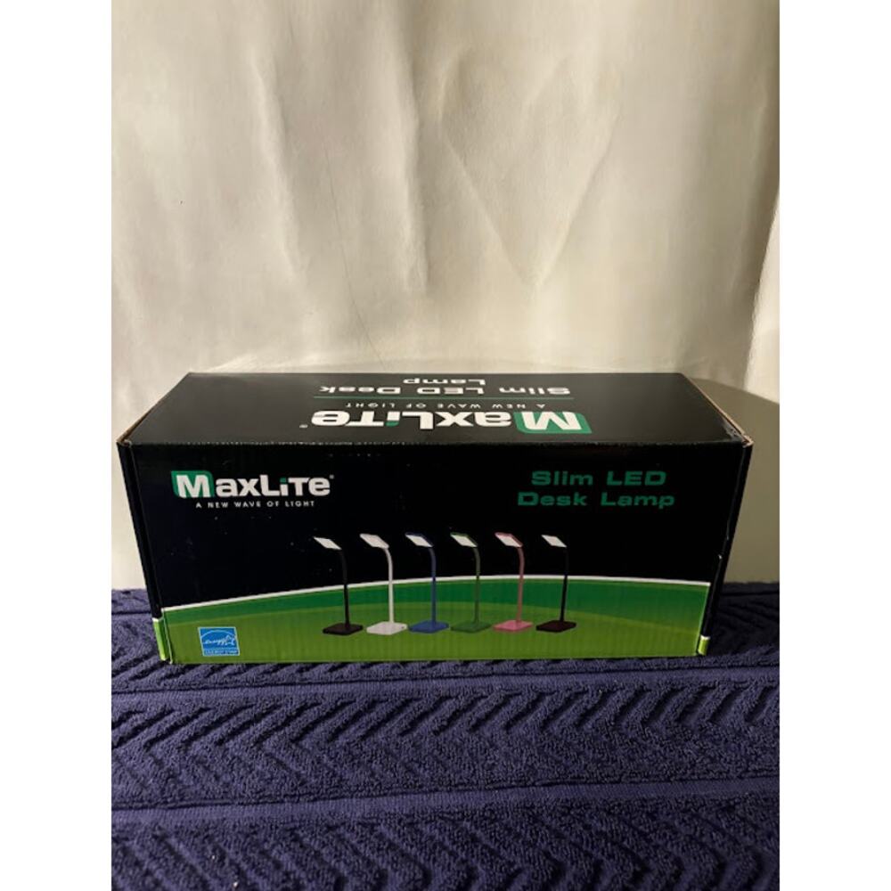 MaxLite Slim LED Desk Lamp with USB Port Adjustable Neck White